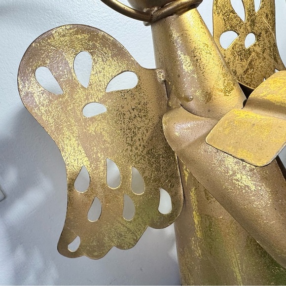 Vintage Metal Winged Angel Figurine Sculpture Gold Angel Decor Large - Picture 9 of 13